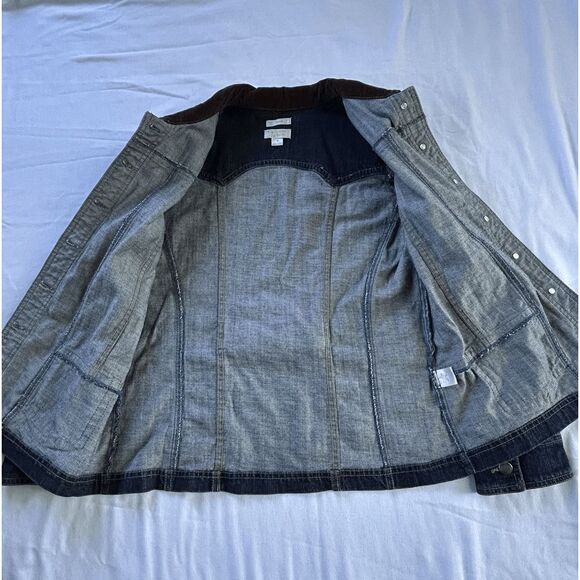 Christopher & Banks Stretch Jean Jacket Size M, Corduroy Collar, Button Down - Picture 2 of 10